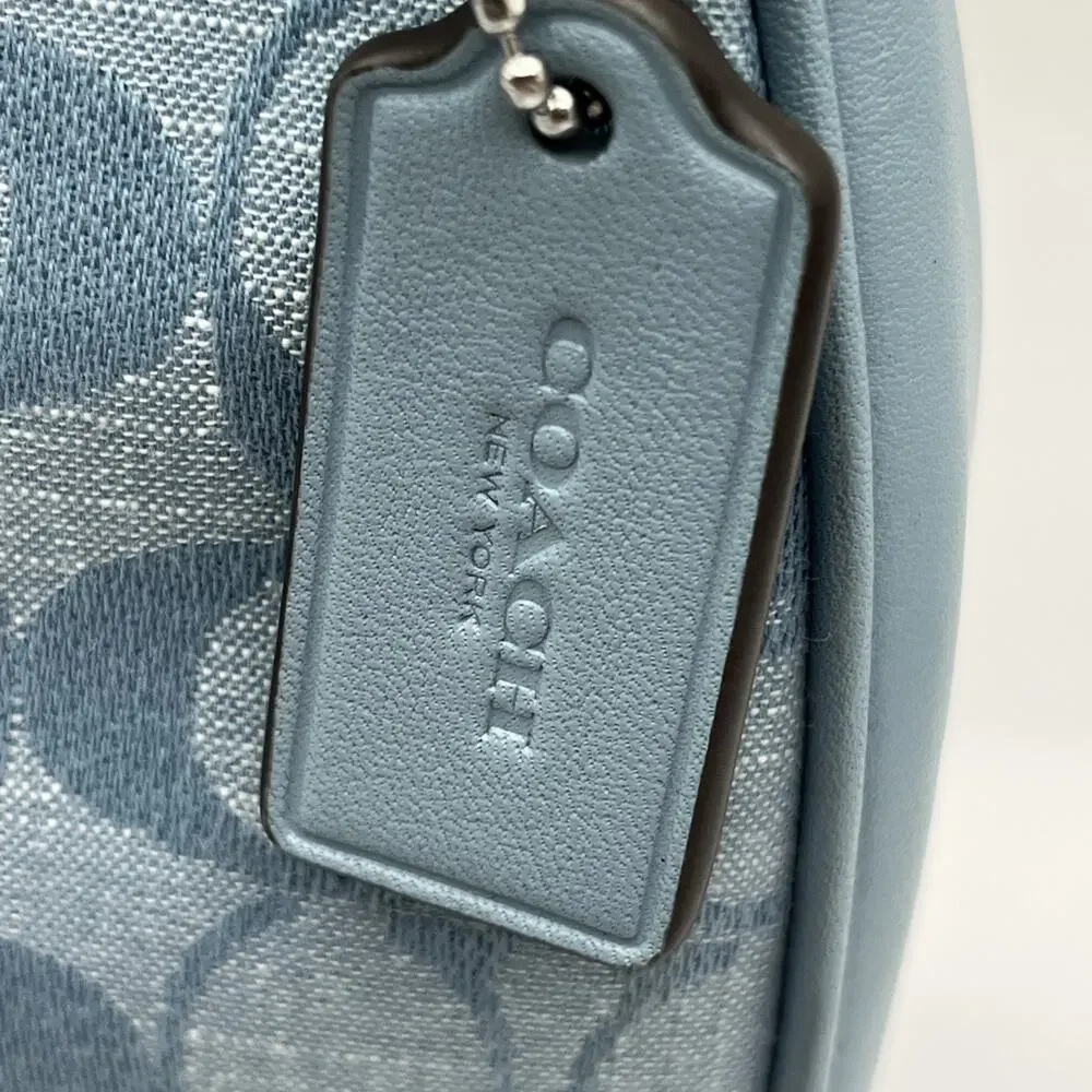 COACH Teri Shoulder Bag Signature Chambray Light Blue CH139 HAS STAINS AS IS